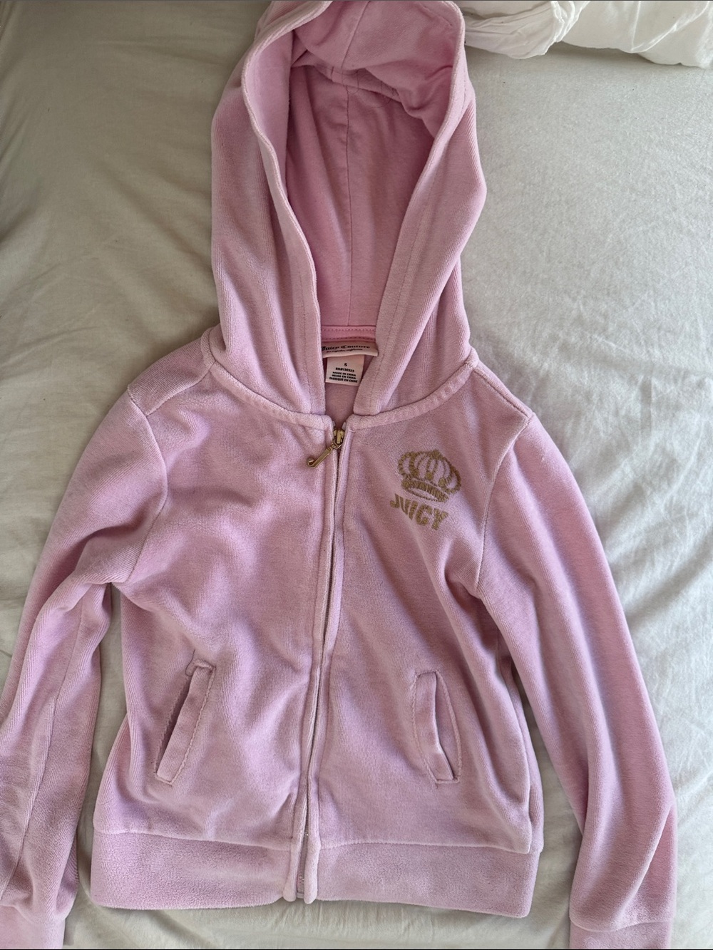 Juicy Couture baby pink velour hooded zip up